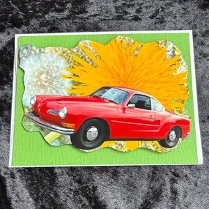 Red Vintage Car Decorative Wall Art Print